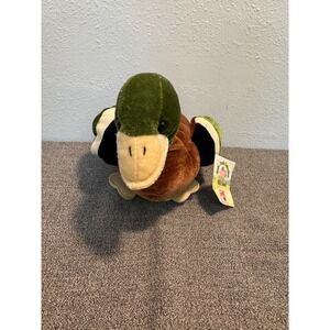 Vintage HugFun Mallard Duck Coin Piggy Bank Sound Function Stuffed Animal Plush